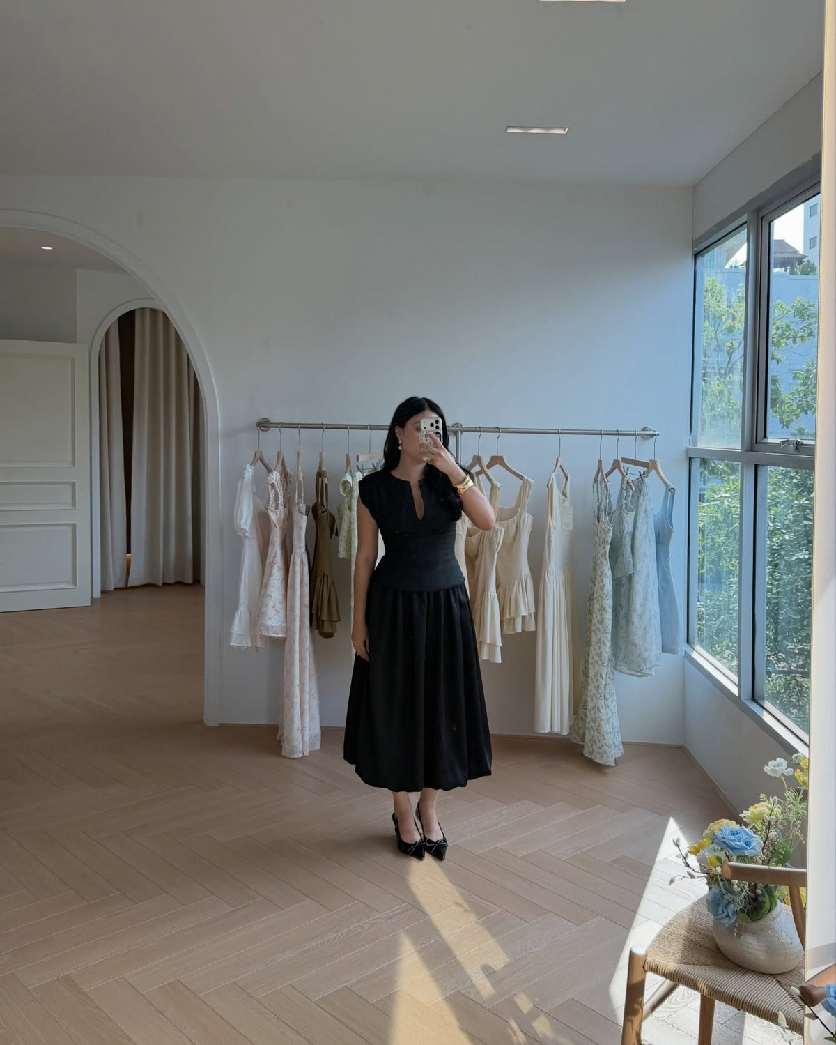 Blair top matching with Balloon skirt in black 🖤#rvessentialsblairtop #rvessentialsballoonskirt
