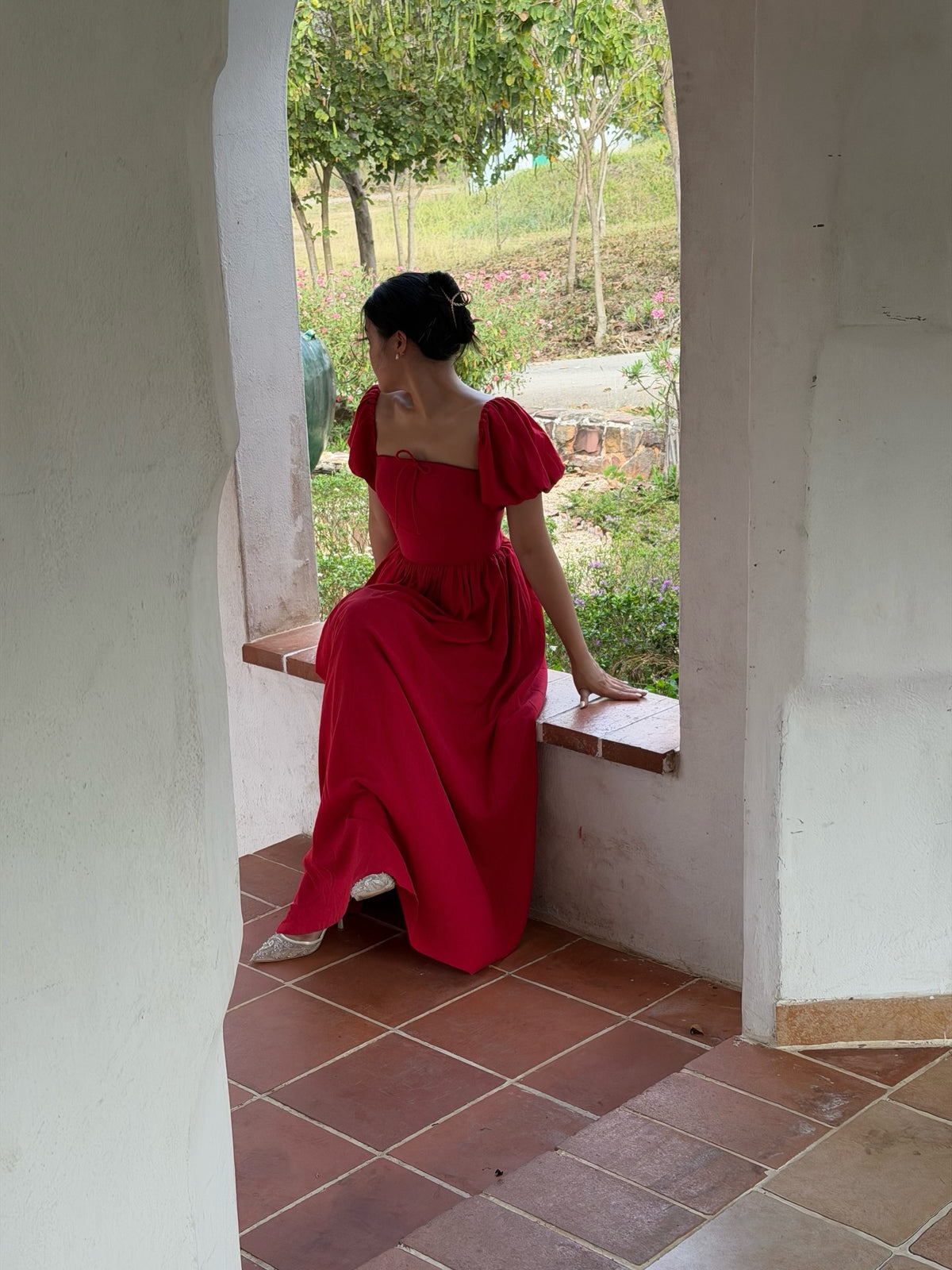 Sophie Maxi dress in red ❤️Pre-order opens today at 1 PM.Limited pieces per month.Set your alarm. ♡Line @ravii.bkk #r...