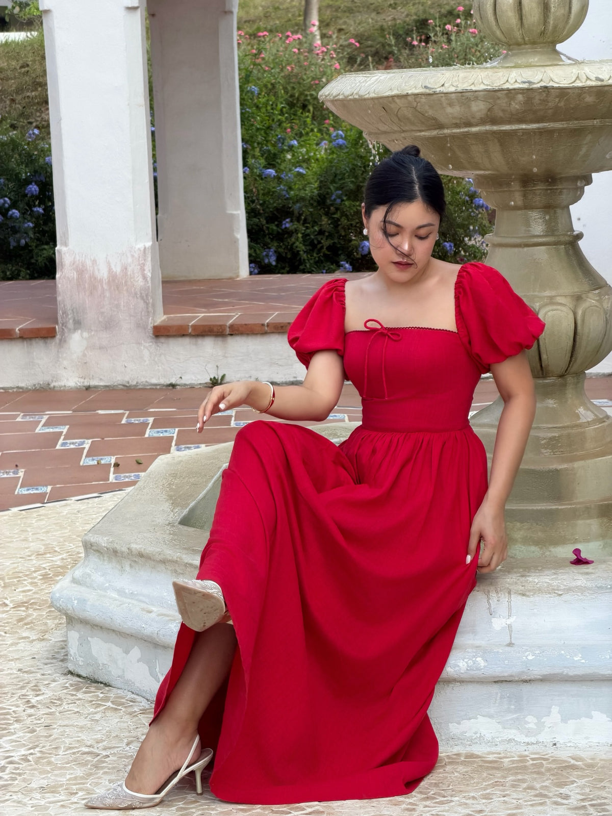 Sophie Maxi dress in red ❤️Pre-order opens today at 1 PM.Limited pieces per month.Set your alarm. ♡Line @ravii.bkk #r...