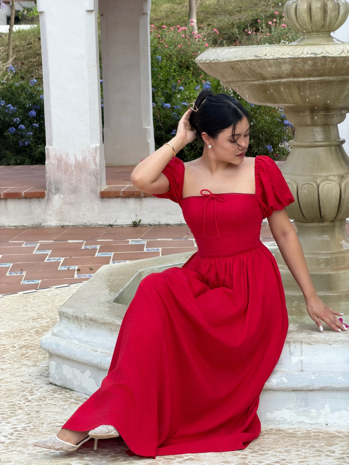 Sophie Maxi dress in red ❤️Pre-order opens today at 1 PM.Limited pieces per month.Set your alarm. ♡Line @ravii.bkk #r...