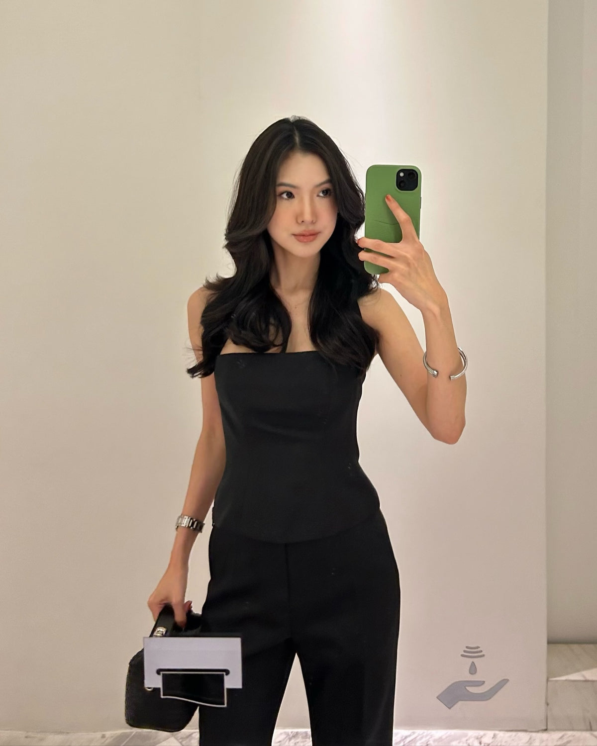 Spotted k. @tanya_tp in Essentials halter square top 🖤#rvessentialshaltersquarenecktop