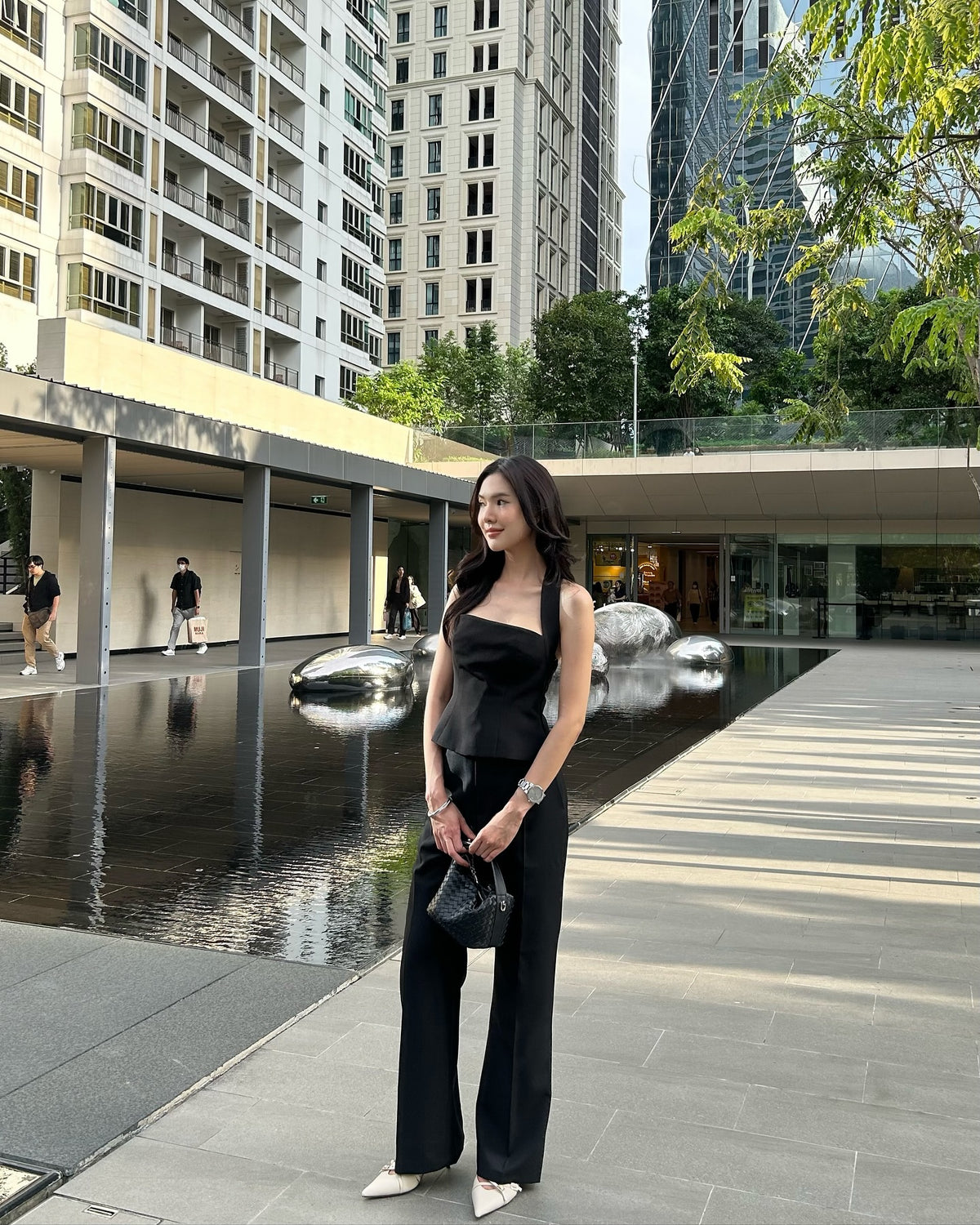 Spotted k. @tanya_tp in Essentials halter square top 🖤#rvessentialshaltersquarenecktop