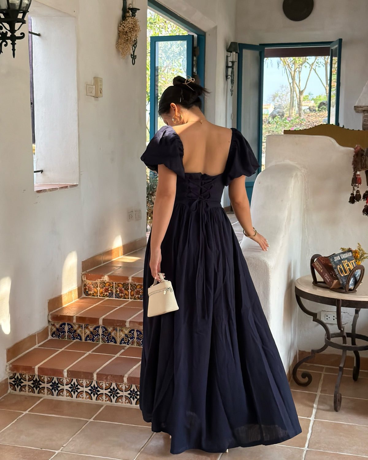 Sophie Maxi dress in navy ✨Available for preorder today at 1pm via line @ravii.bkk #rvsophiemaxidress