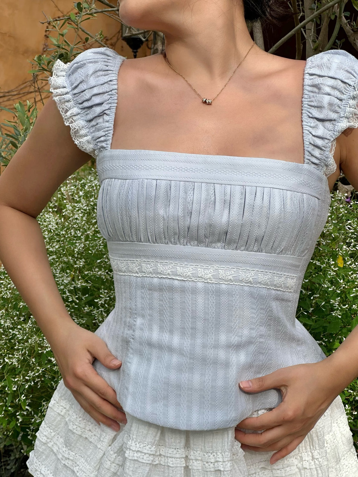 Solene top in blue 🦋✨ This month’s lot of the Solene Top in Blue is fully reserved!🗓 Next LINE order slot will ship o...