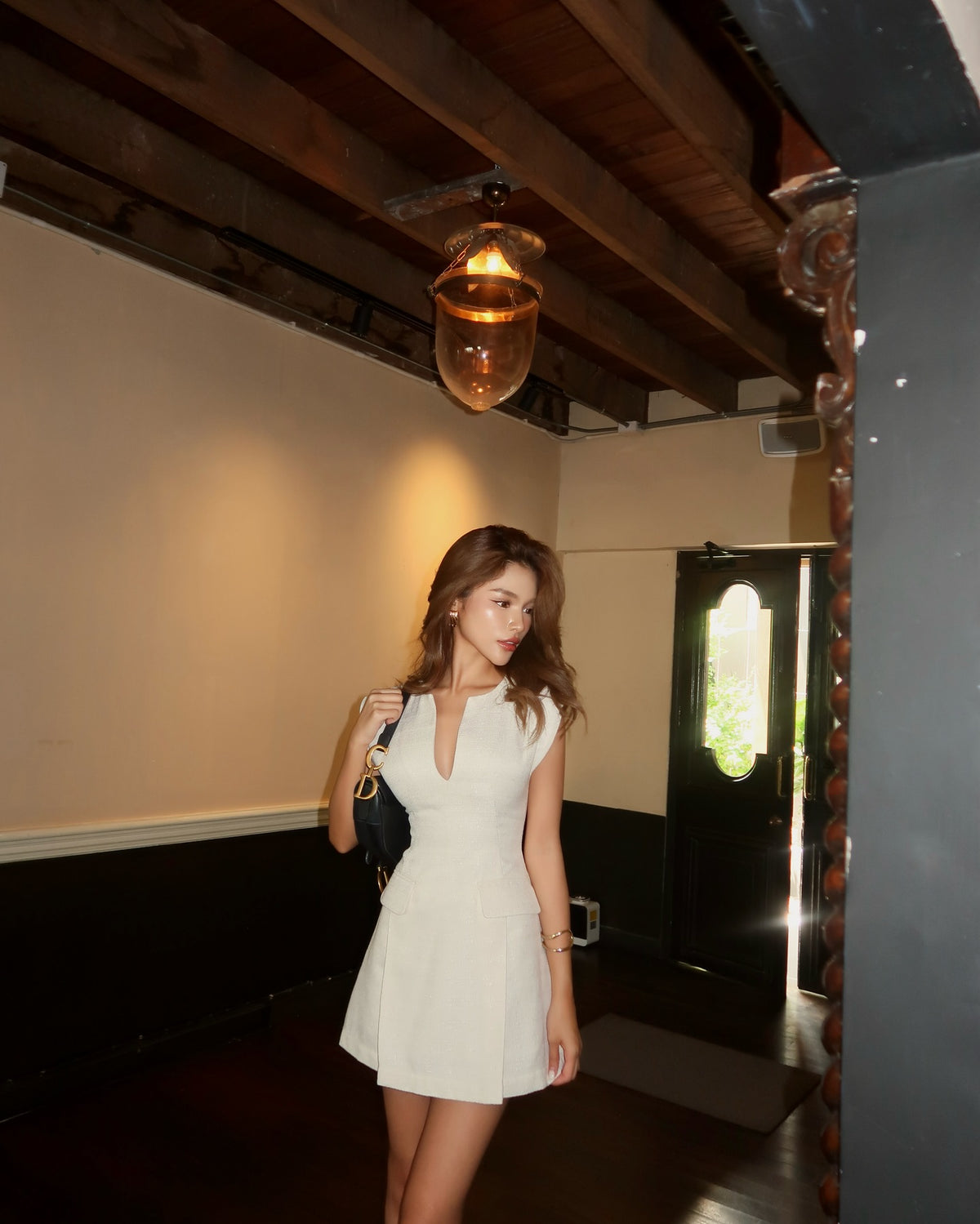 Spotted k. @pingvibes in our best selling Blair Mini Dress 🤍〰️Size: Xs-Xl〰️Color: Cream, Black〰️Fabric: Tweed〰️ Price...