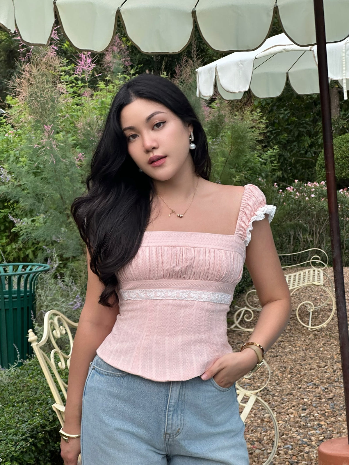Solene top in pink 🌸Solene top is now sold out. Pre-order is currently available via Line @ravii.bkk #rvsolenetop