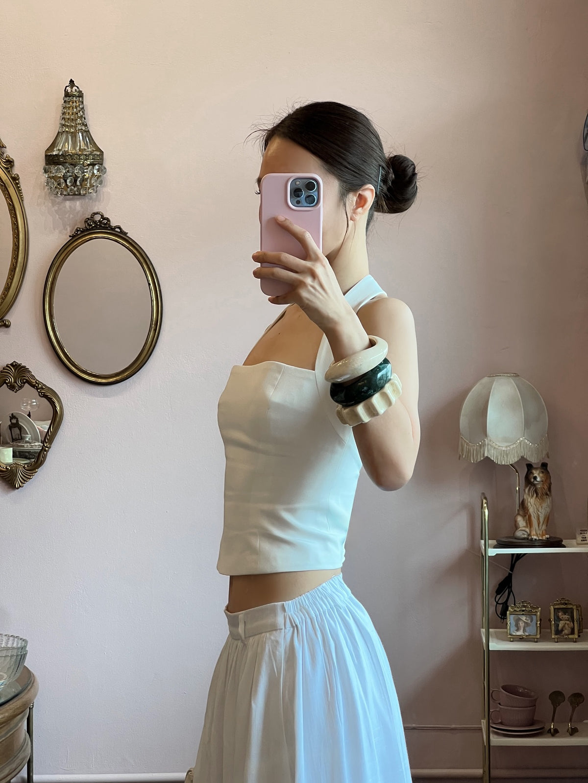 Spotted k. @lynladalert in Halter Square neck top (1,590.-) and Classic Lady skirt - cotton linen (2,190.-)🤍#rvessent...