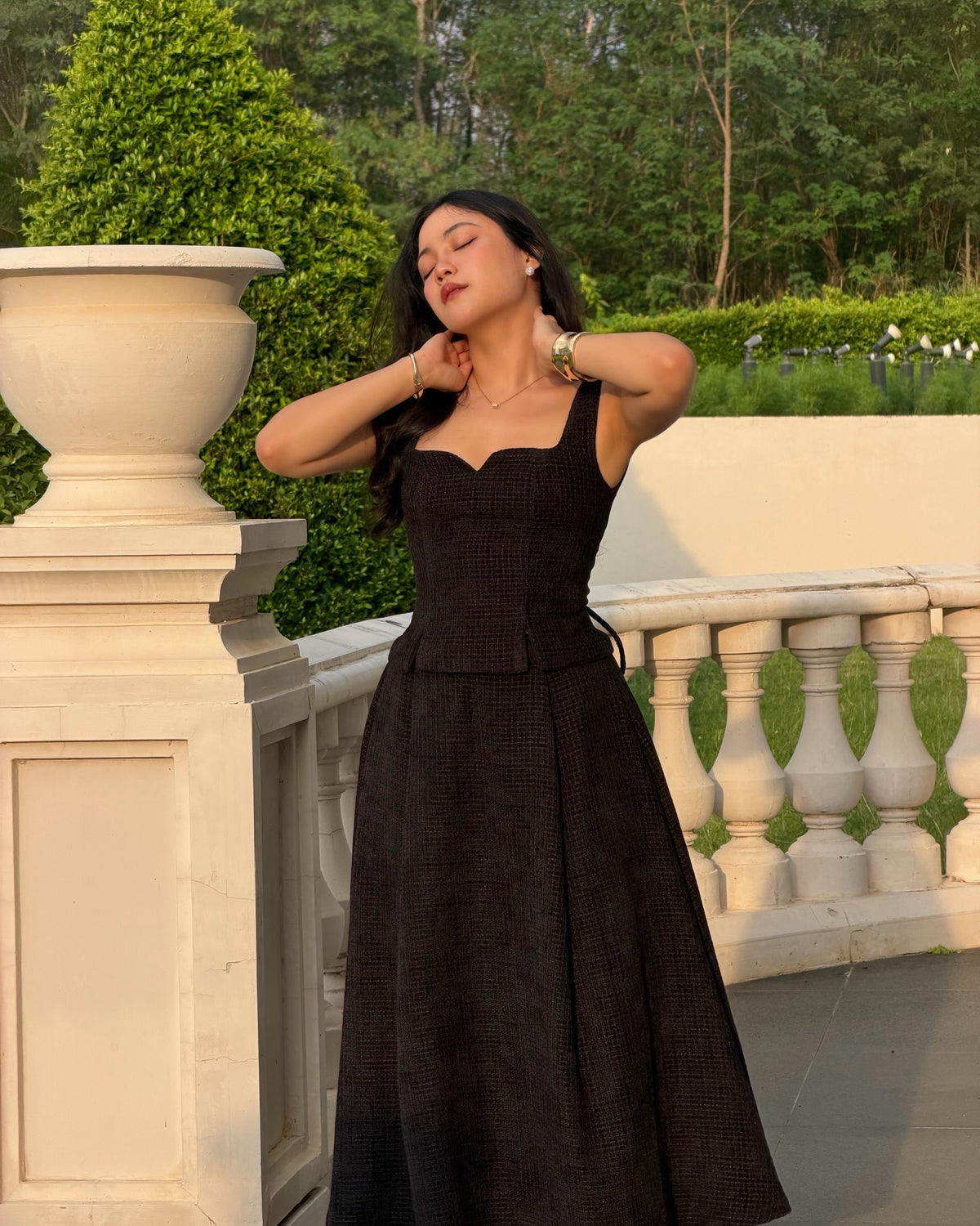 Delphine top paired with Delphine maxi skirt in black 🖤#rvdelphinetop #rvdelphinemaxiskirt