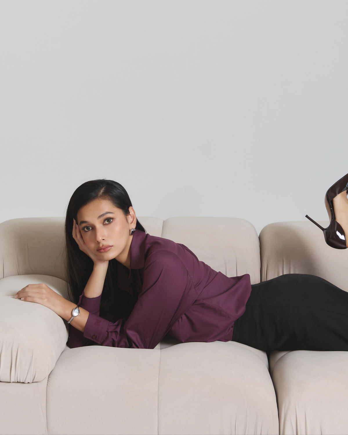 Burgundy, made for days that turn into nights.Polished enough for the office, rich enough for after work drinks. One ...