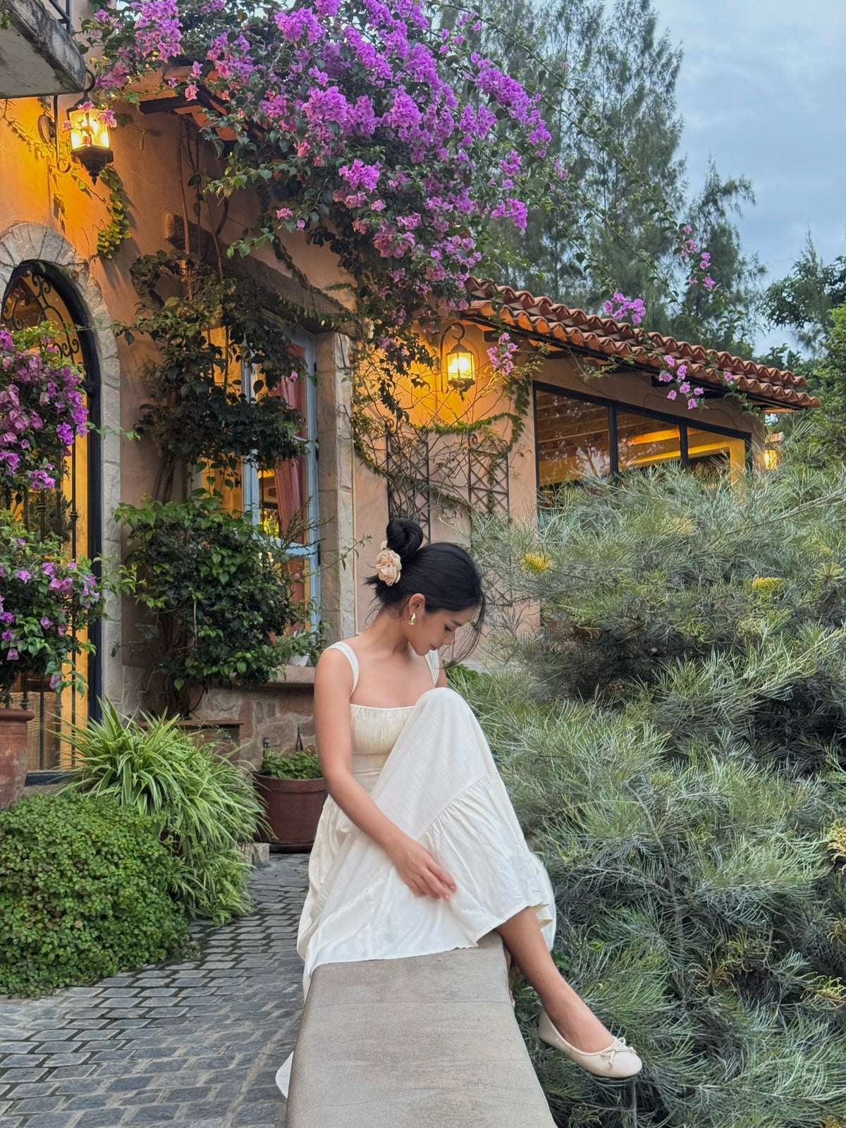 Spotted k. @pingvibes in Sicily Cotton Linen maxi dress 🤍#rvsicilycottonlinenmaxidress