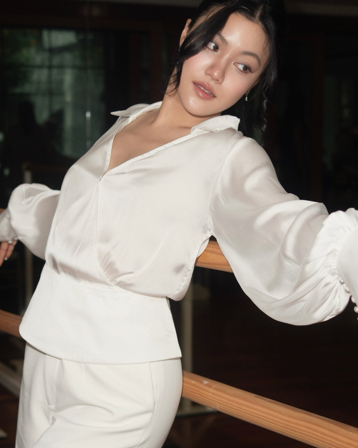 From desk to dinner, the Moon Pearl Blouse paired with Midnight Trousers brings elegance elevated, comfortable light ...