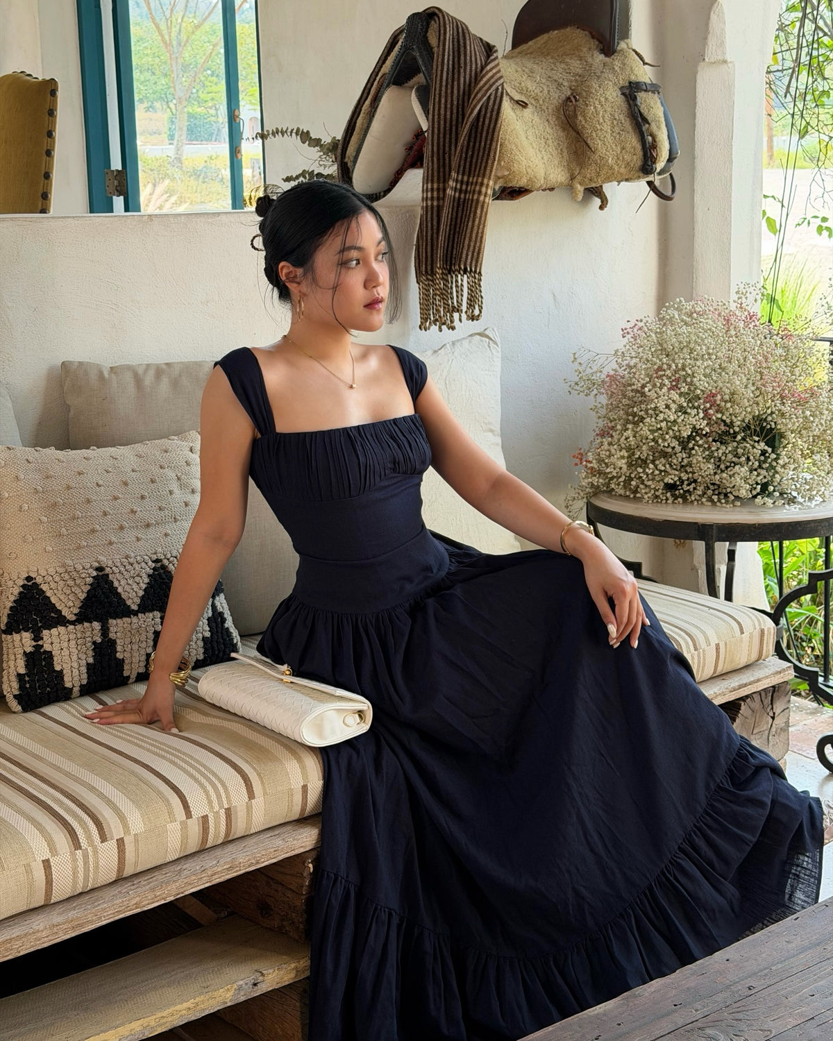 The Sicily cotton linen maxi dress , now in navy. 💙#rvsicilycottonlinenmaxidress