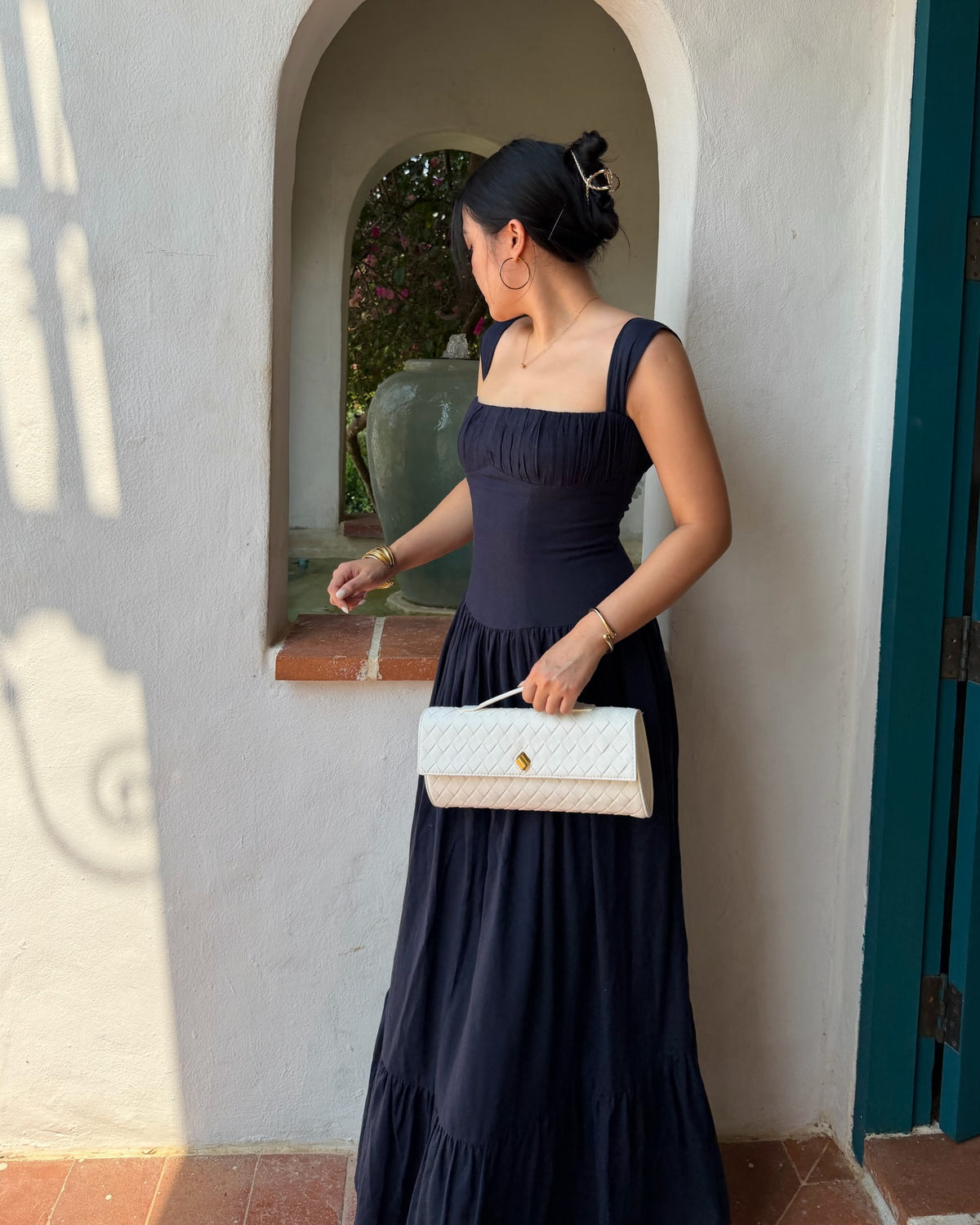 The Sicily cotton linen maxi dress , now in navy. 💙#rvsicilycottonlinenmaxidress