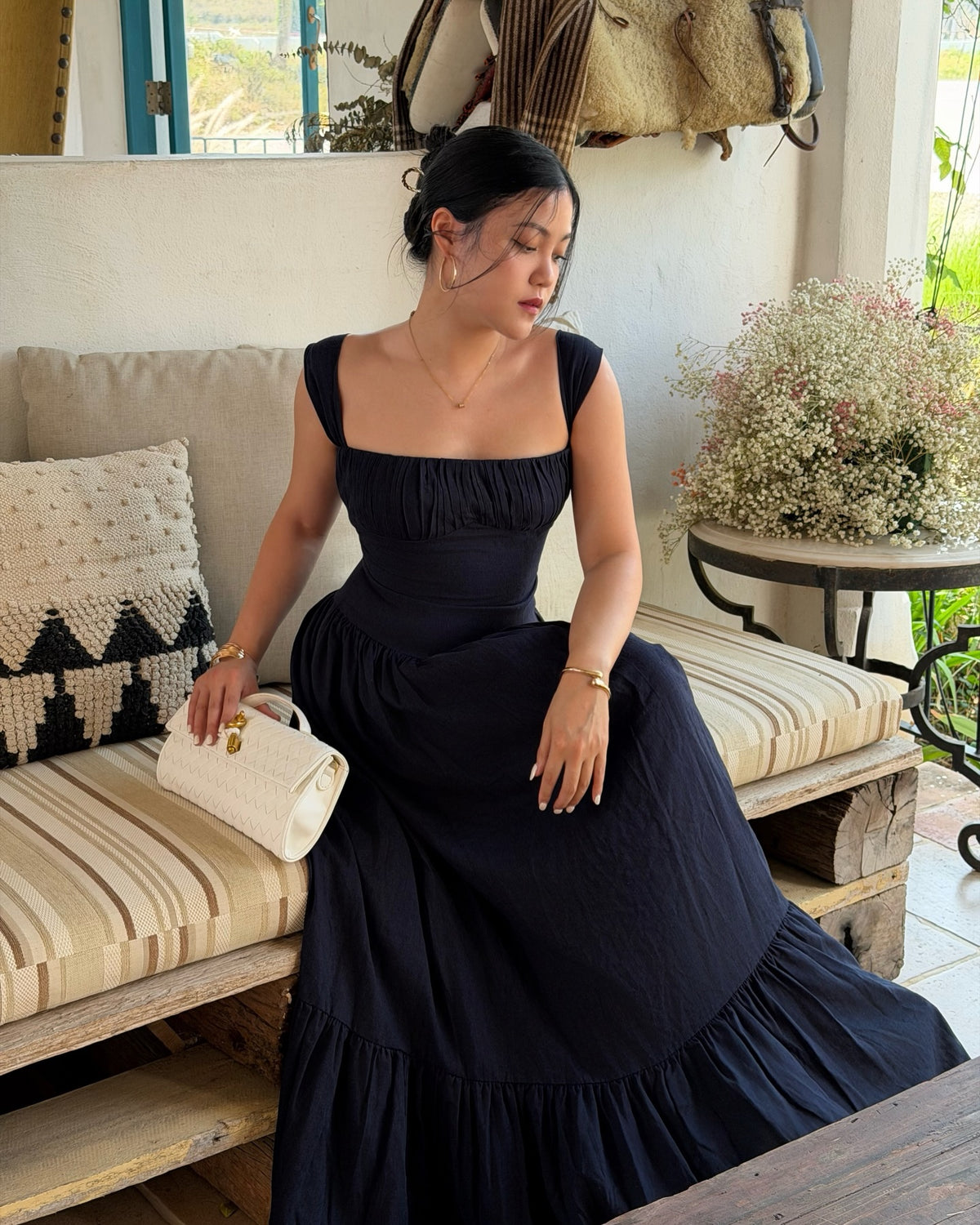 The Sicily cotton linen maxi dress , now in navy. 💙#rvsicilycottonlinenmaxidress