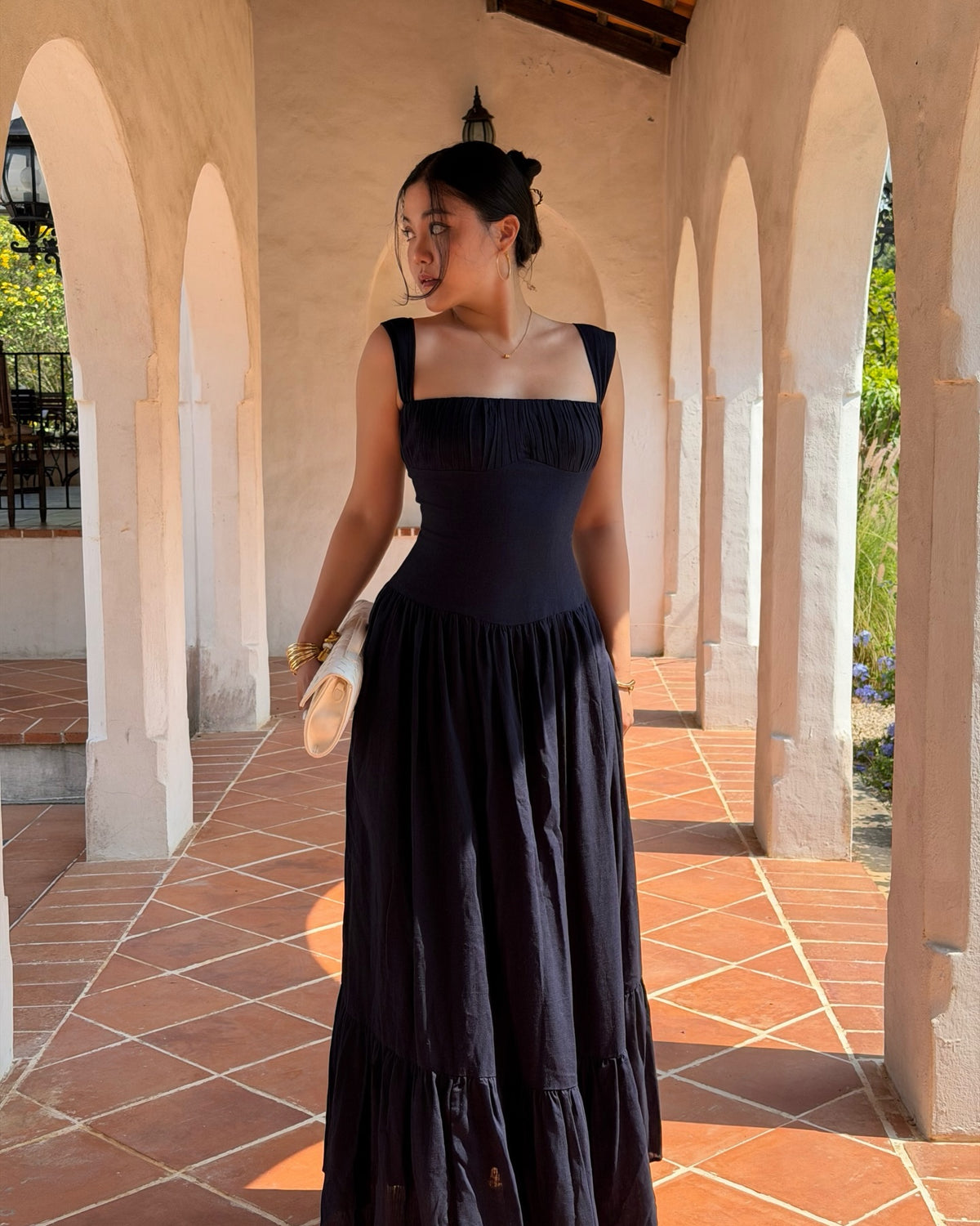 The Sicily cotton linen maxi dress , now in navy. 💙#rvsicilycottonlinenmaxidress