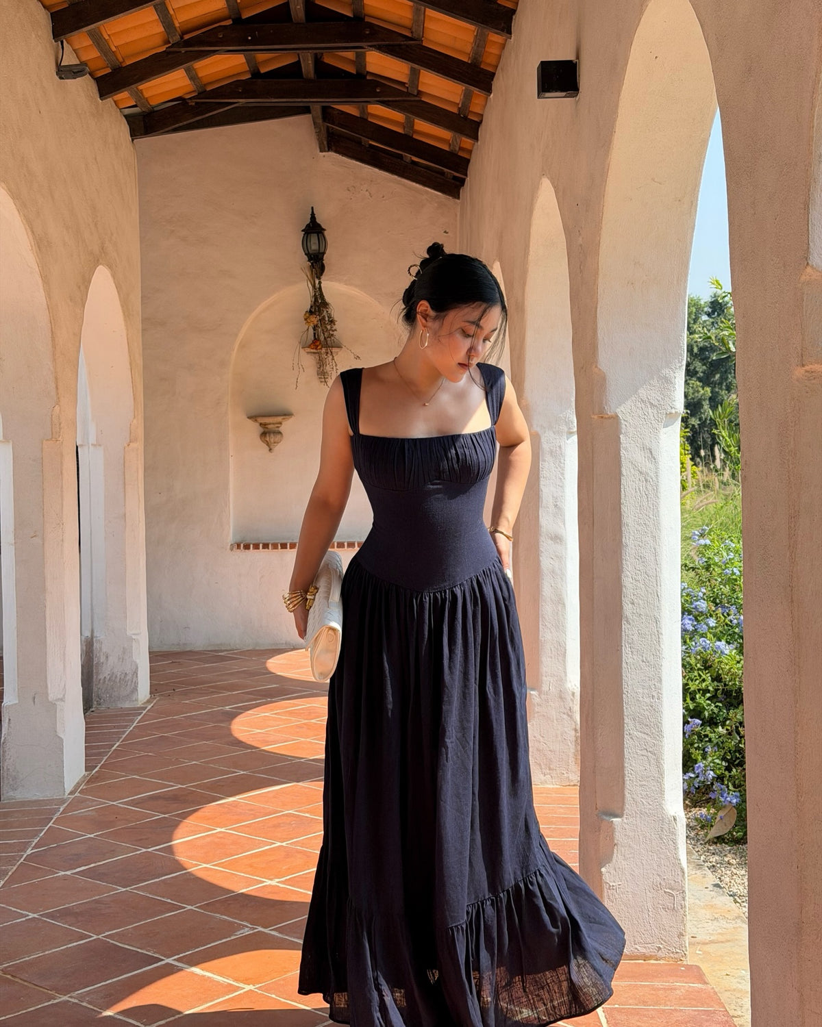 The Sicily cotton linen maxi dress , now in navy. 💙#rvsicilycottonlinenmaxidress