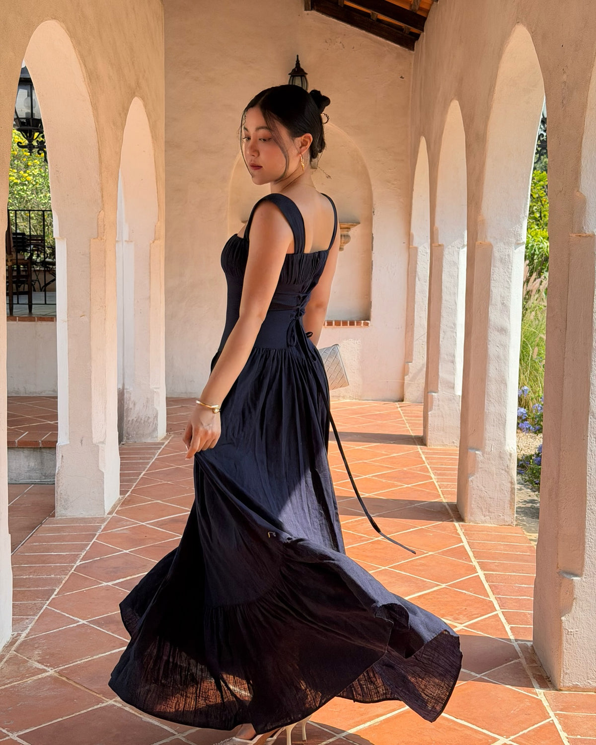 The Sicily cotton linen maxi dress , now in navy. 💙#rvsicilycottonlinenmaxidress