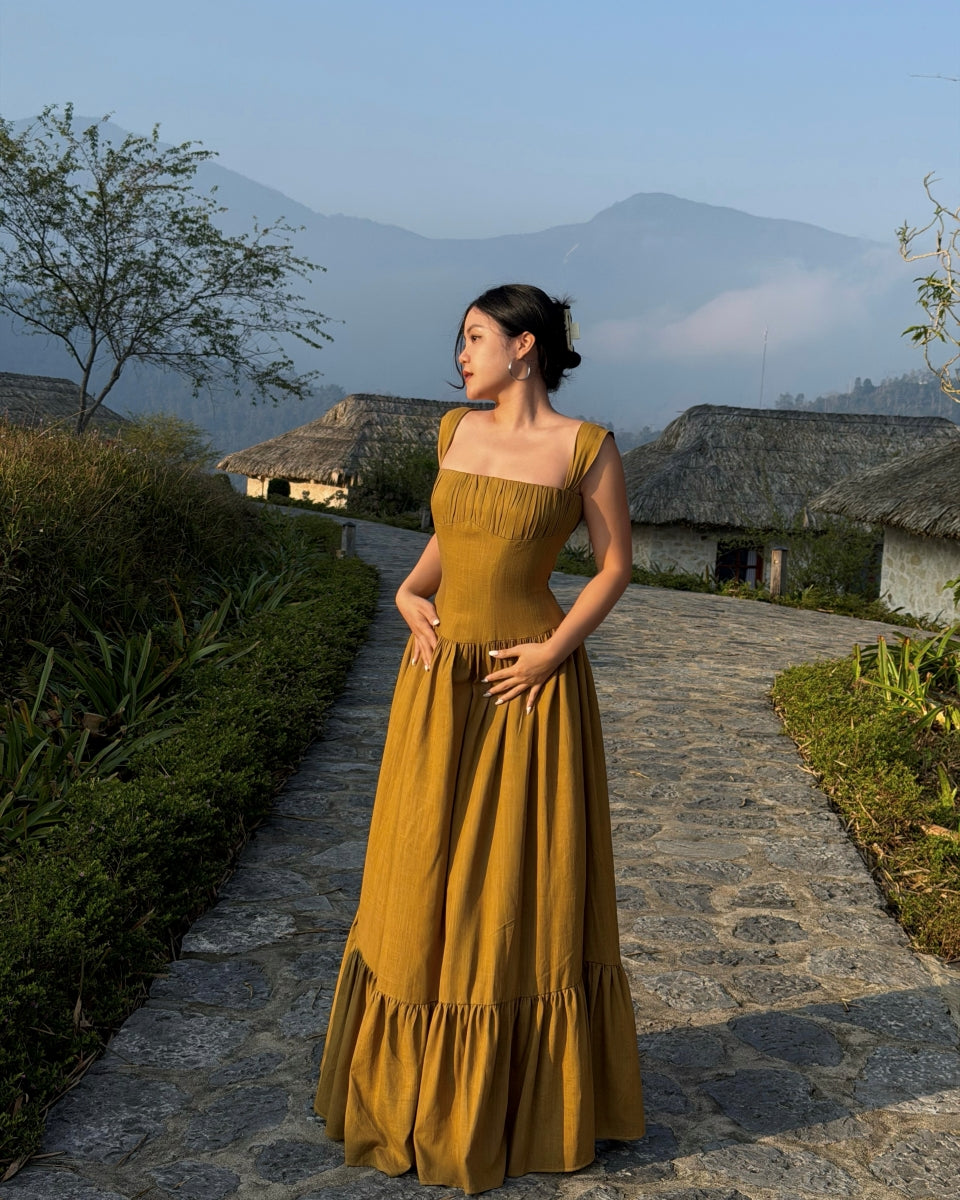 [Pre-Order] RAVii - Sicily Cotton Linen Maxi Dress