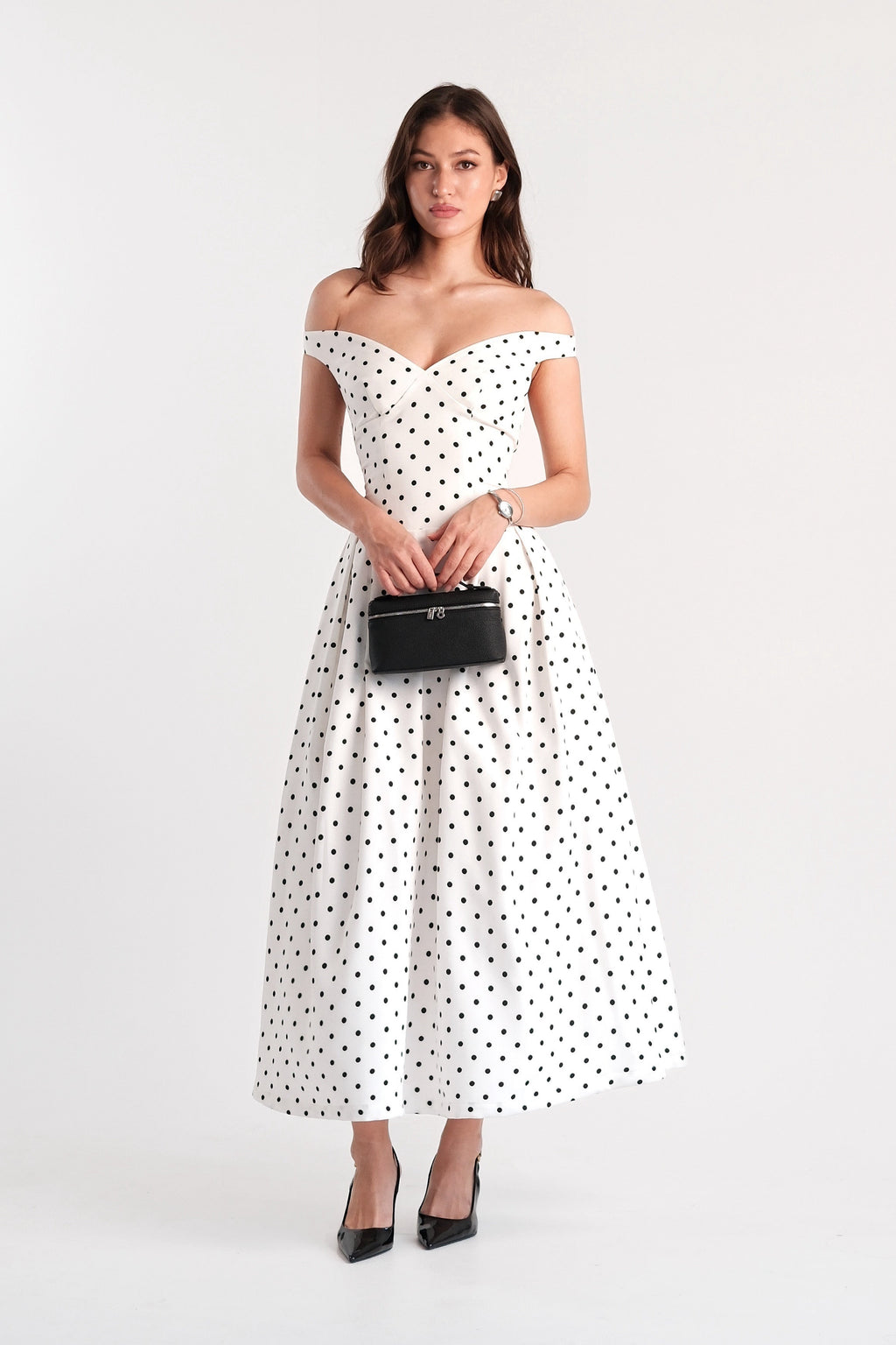 Claudia Maxi Dress Polka Dot - White