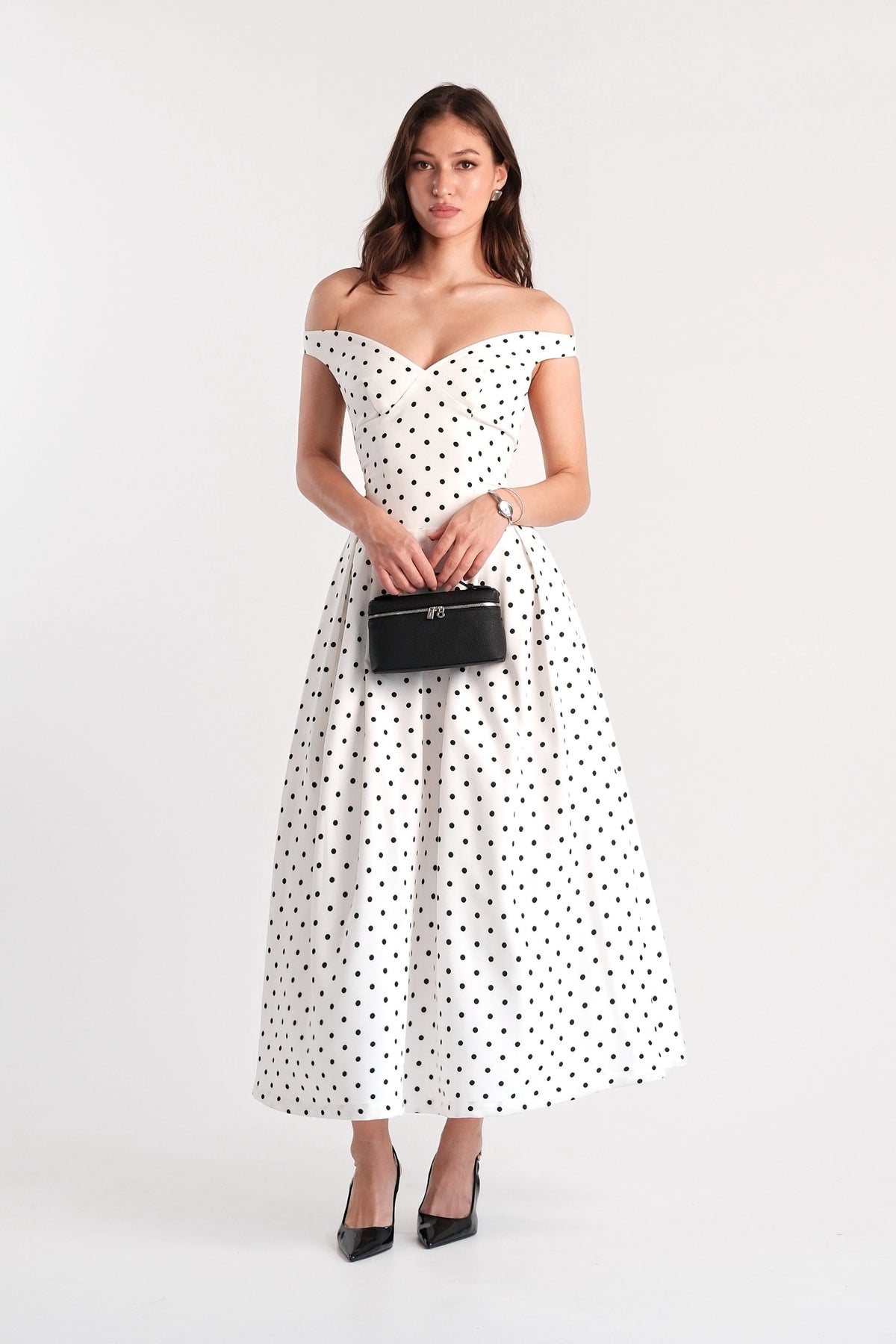 Claudia Maxi Dress Polka Dot - White