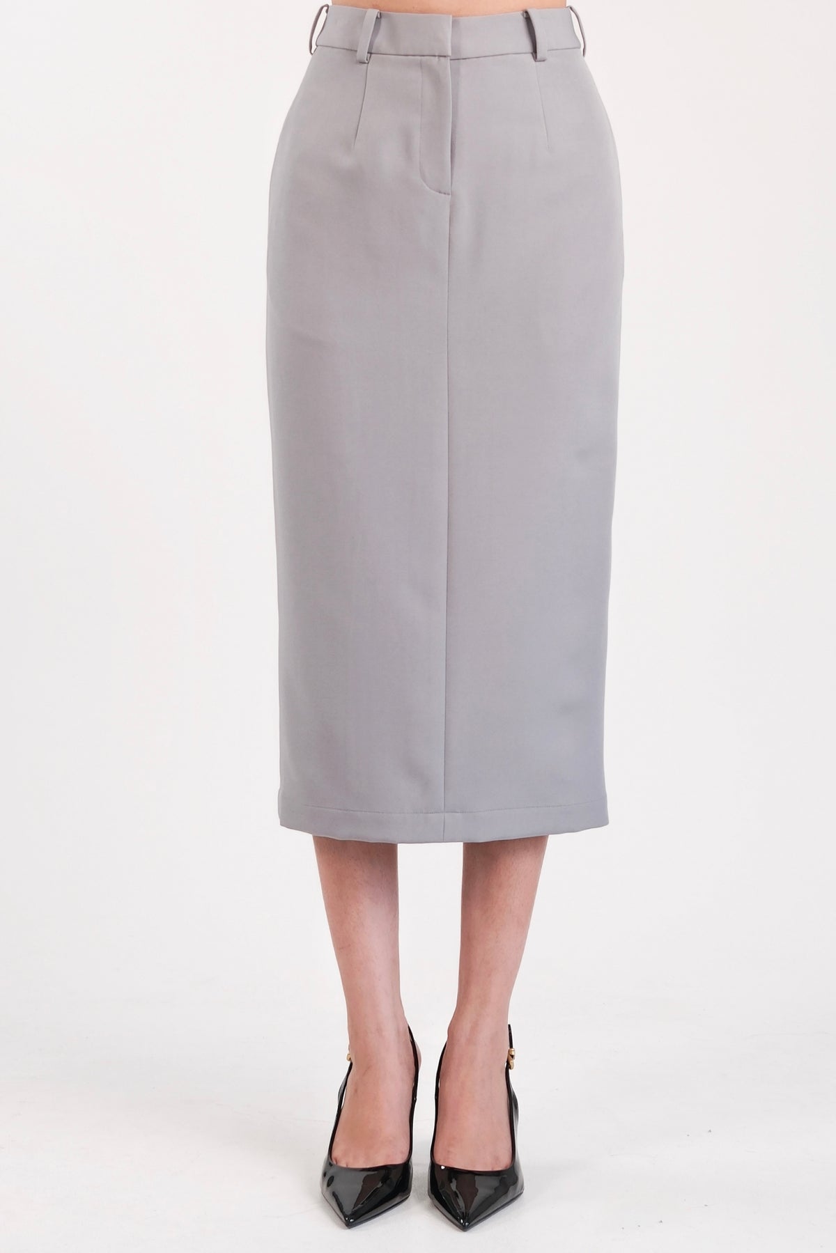 Midi Pencil Skirt Grey