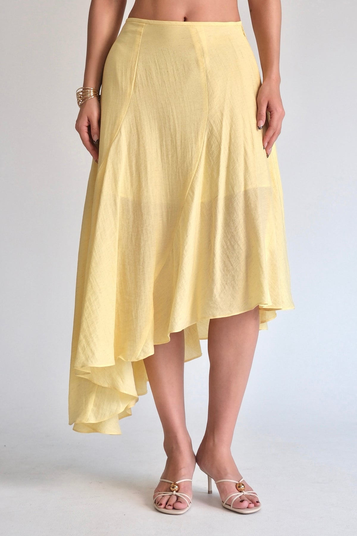 Asymmetric Skirt Yellow