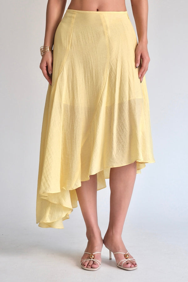 Asymmetric Skirt Yellow
