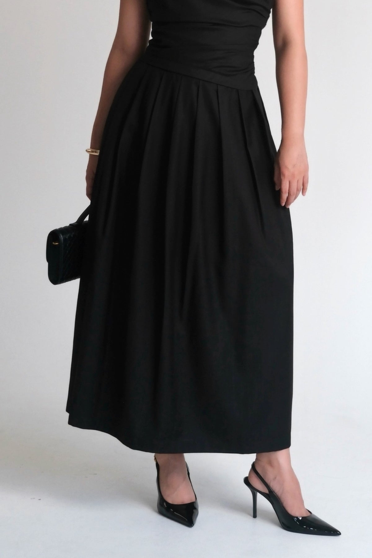 Pleated Maxi Skirt Black