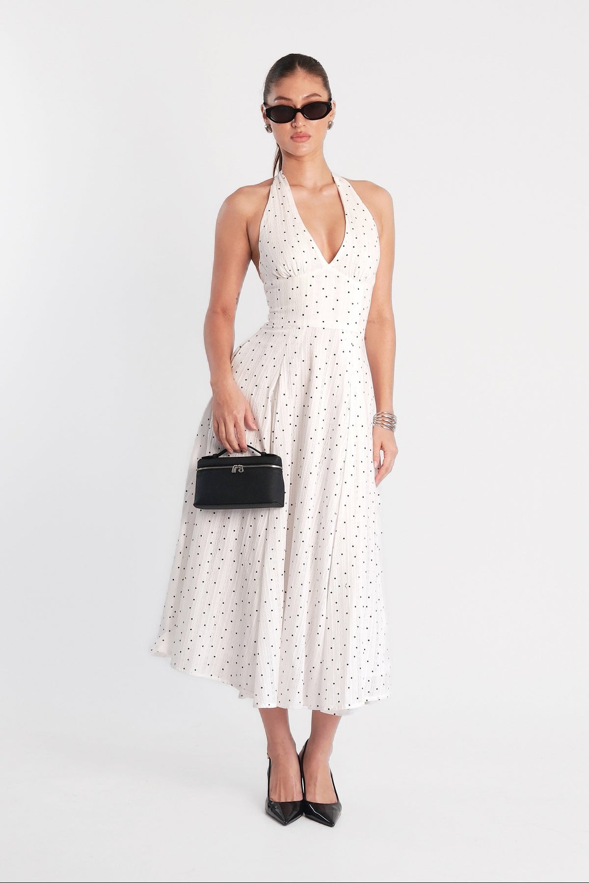 Camille Maxi Dress Polka Dot - White
