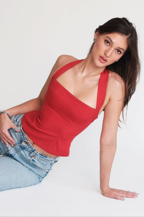 Halter Square Top Red