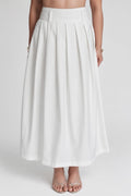Pleated Maxi Skirt White