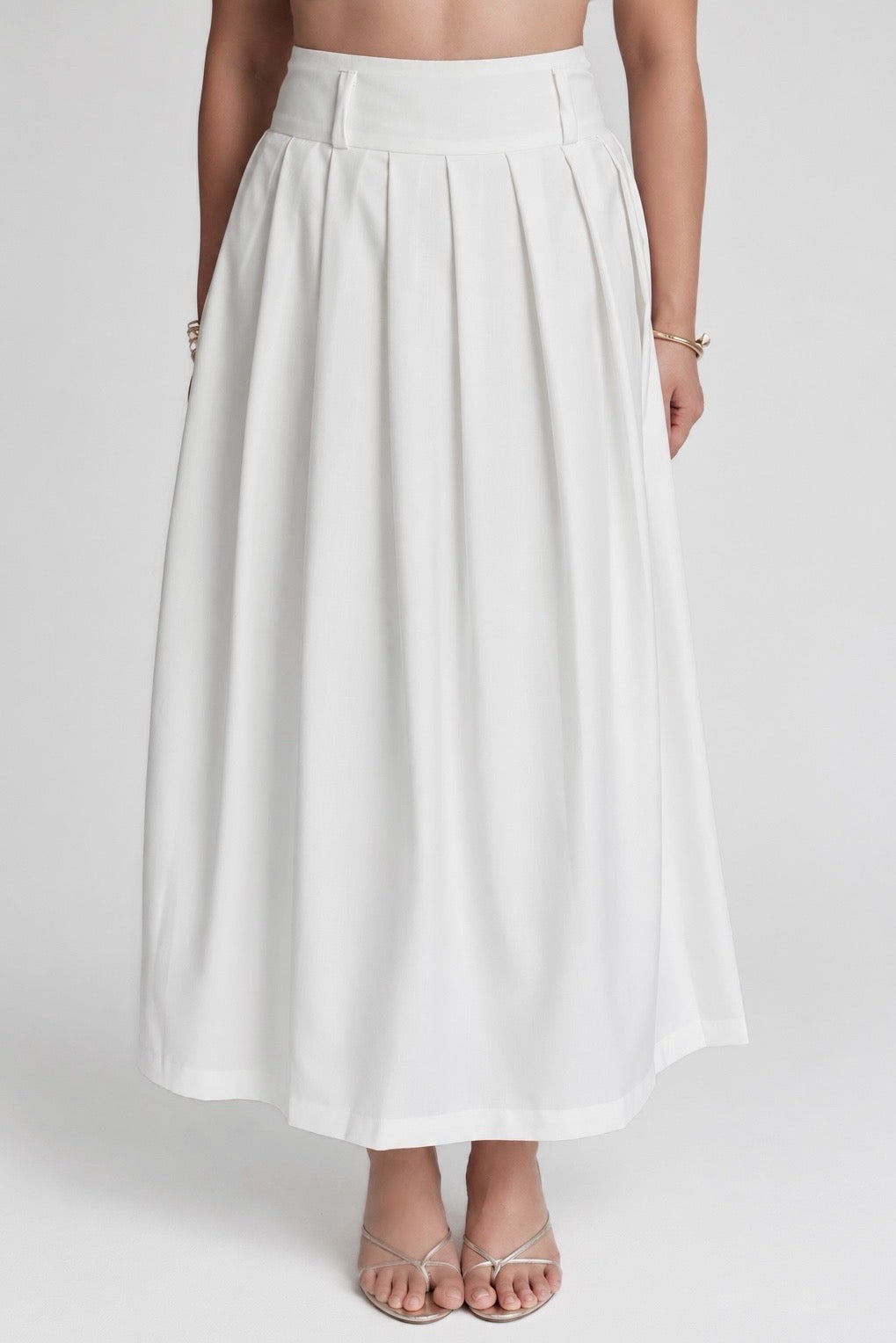 Pleated Maxi Skirt White