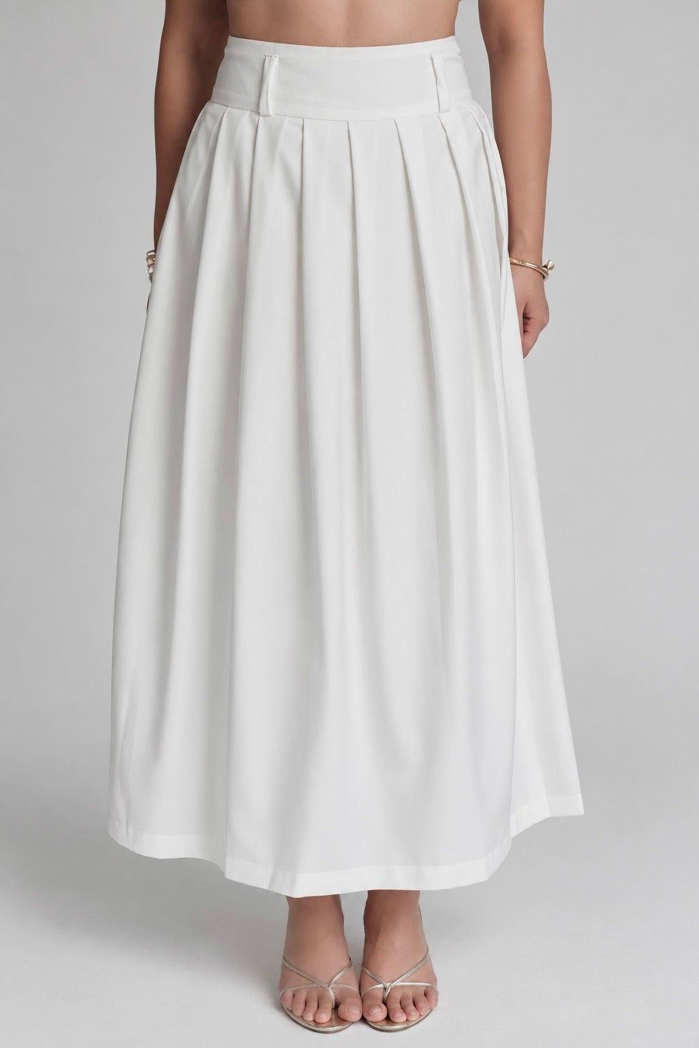 Pleated Maxi Skirt White
