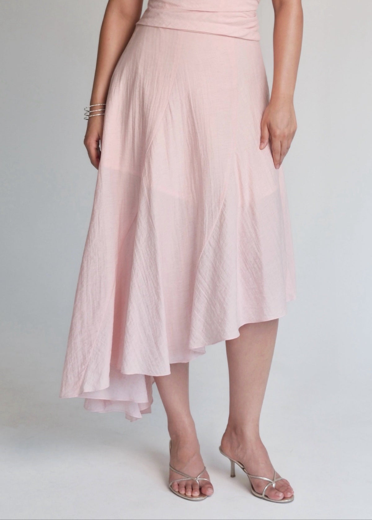 Asymmetric Skirt Pale Pink