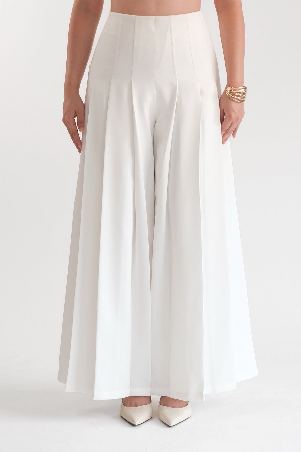 Pleated Pants White