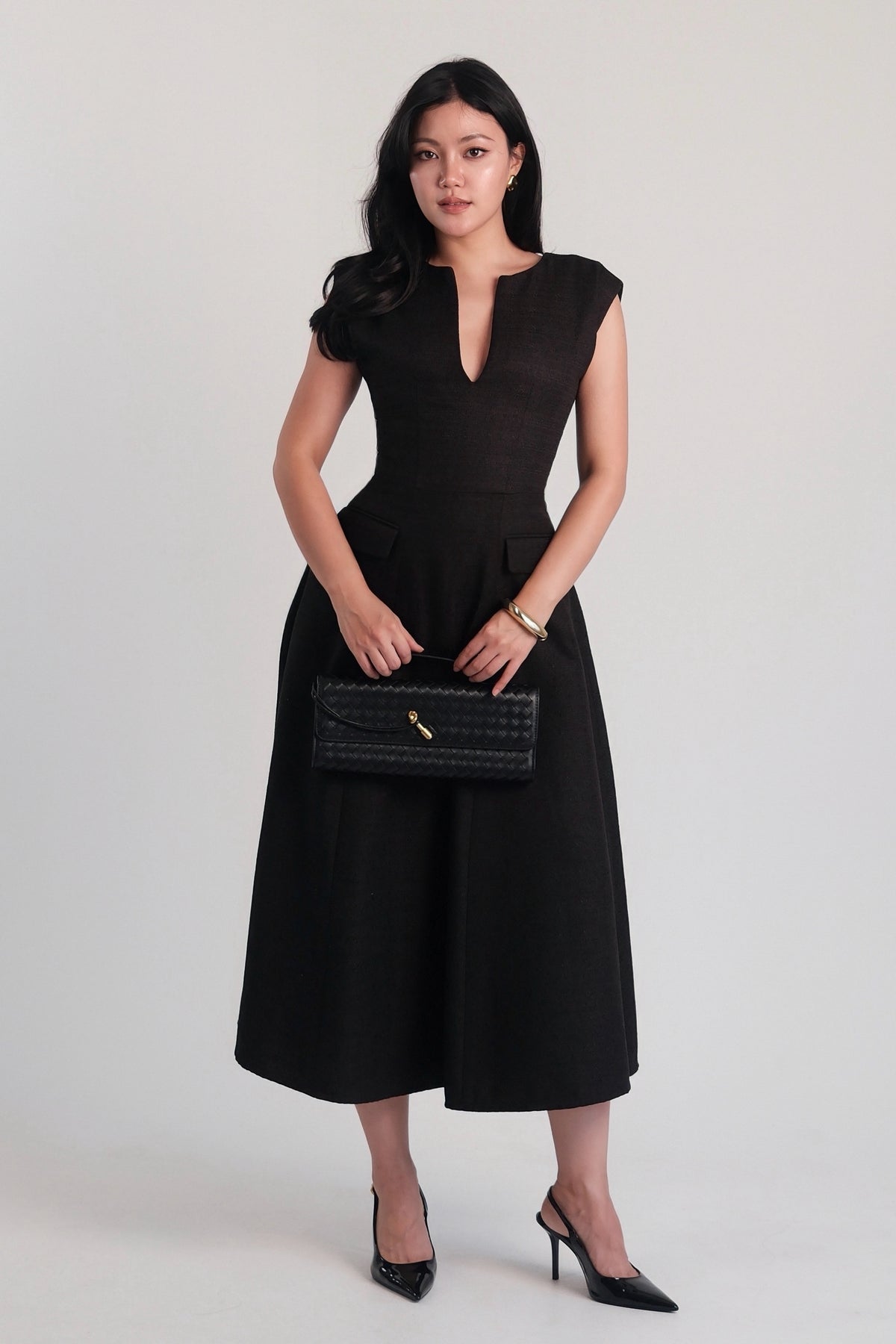 Blair Maxi Dress Black (Tweed)