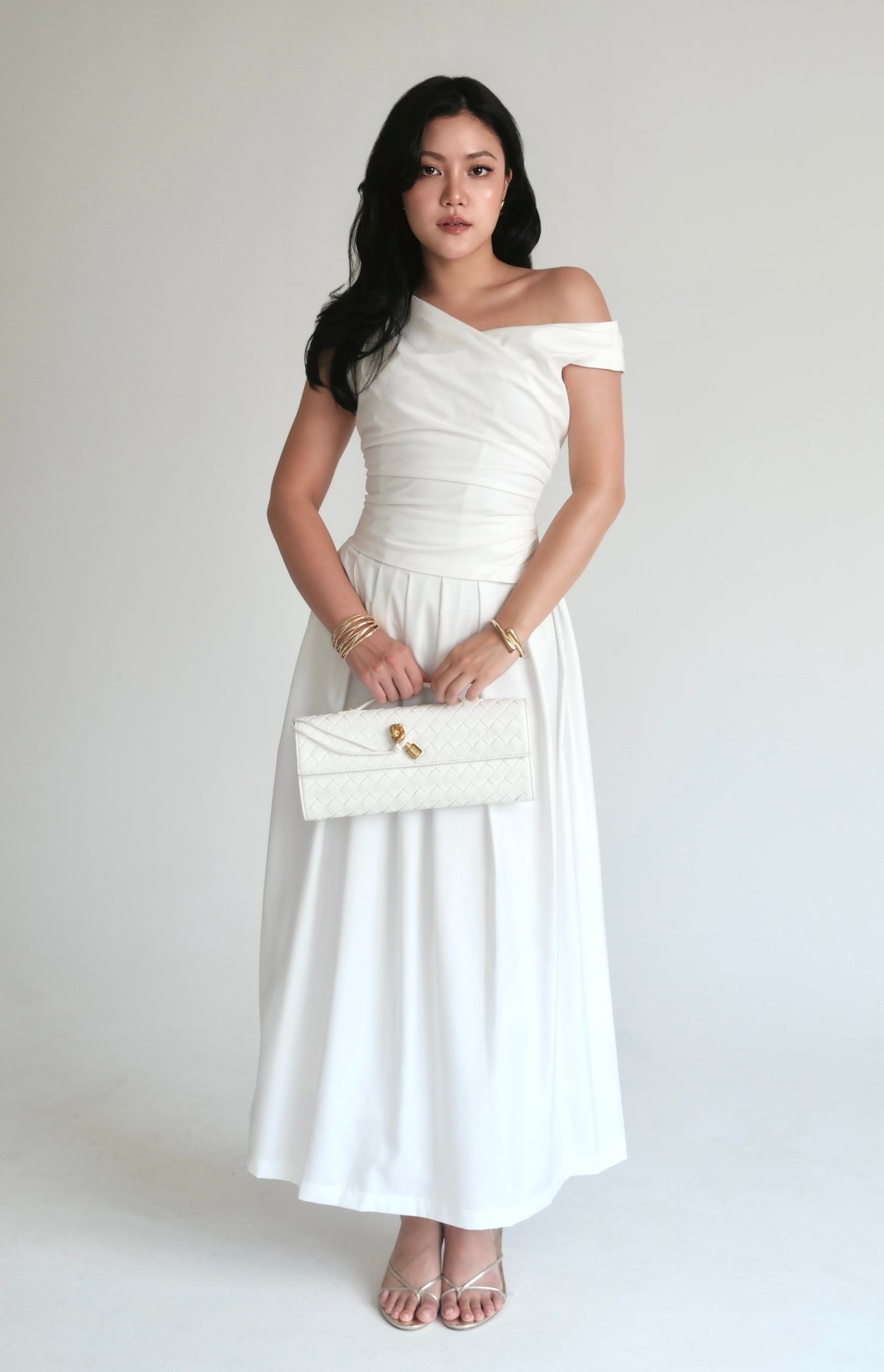 Pleated Maxi Skirt White