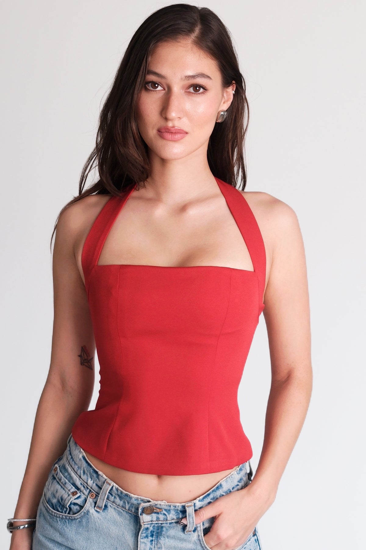 Halter Square Top Red