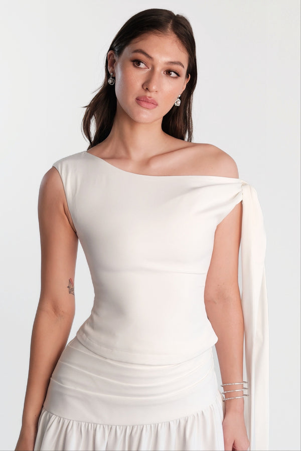 Noelle Bow Top White