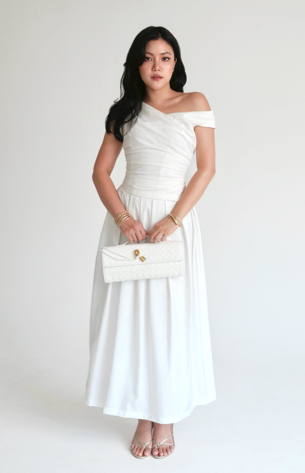 Pleated Maxi Skirt White