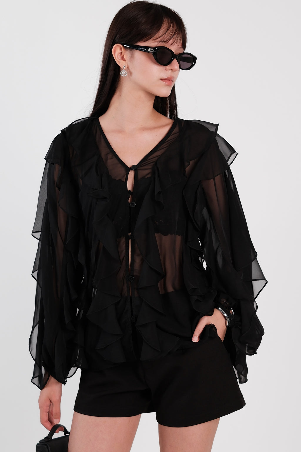 Reverie Ruffle Blouse Black