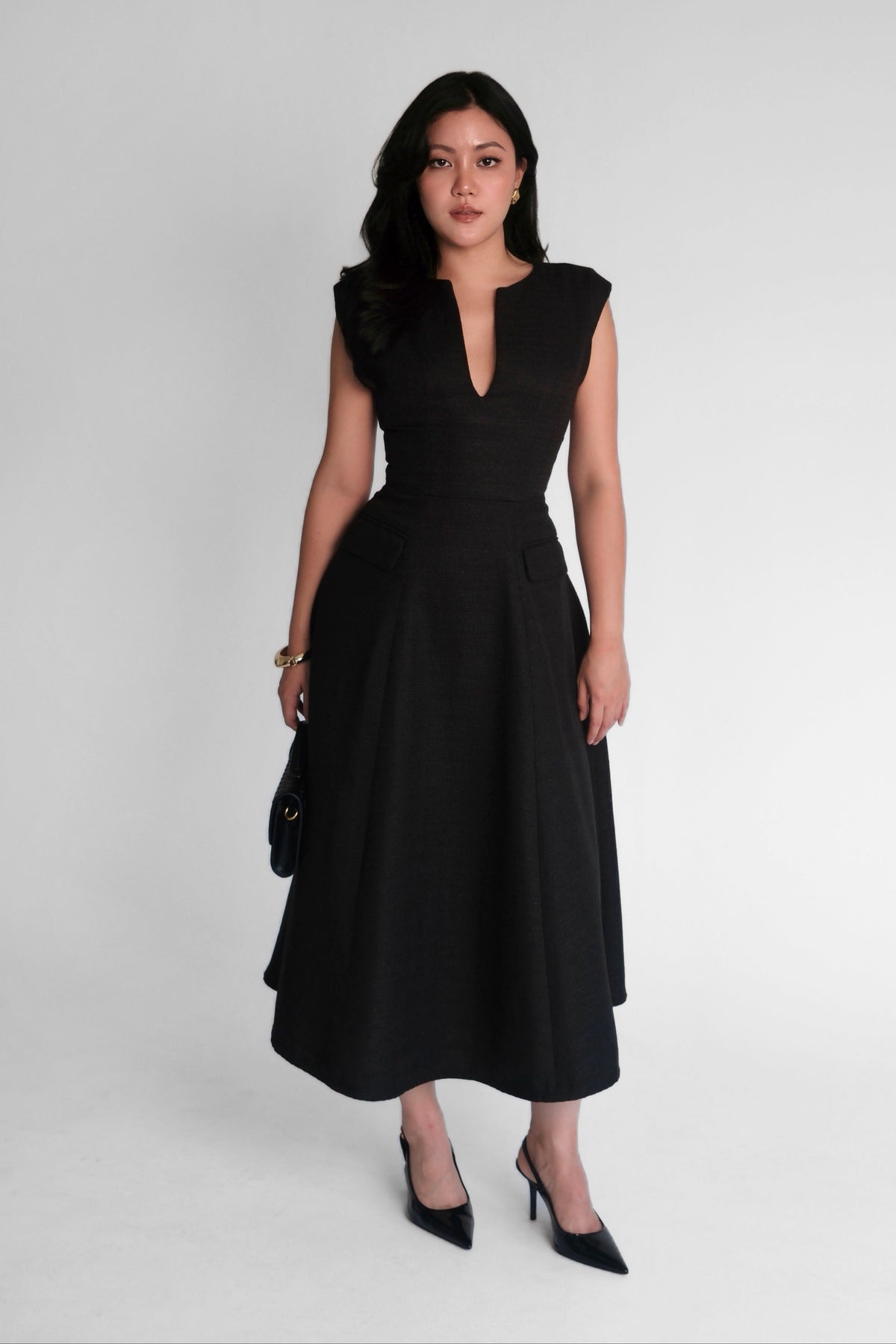 Blair Maxi Dress Black (Tweed)