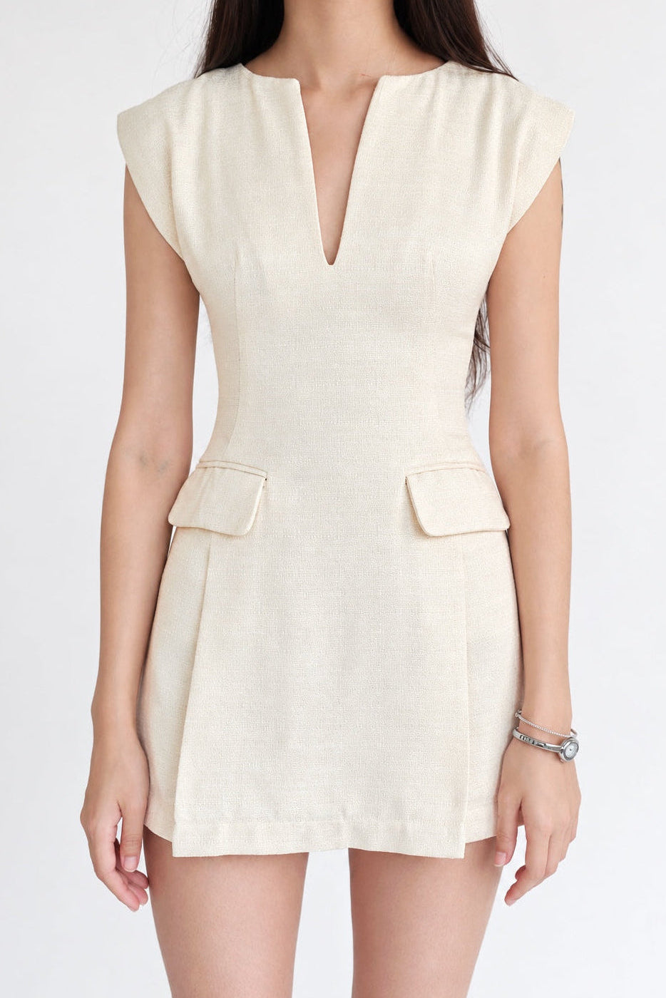 Blair Mini Dress Cream (Tweed)