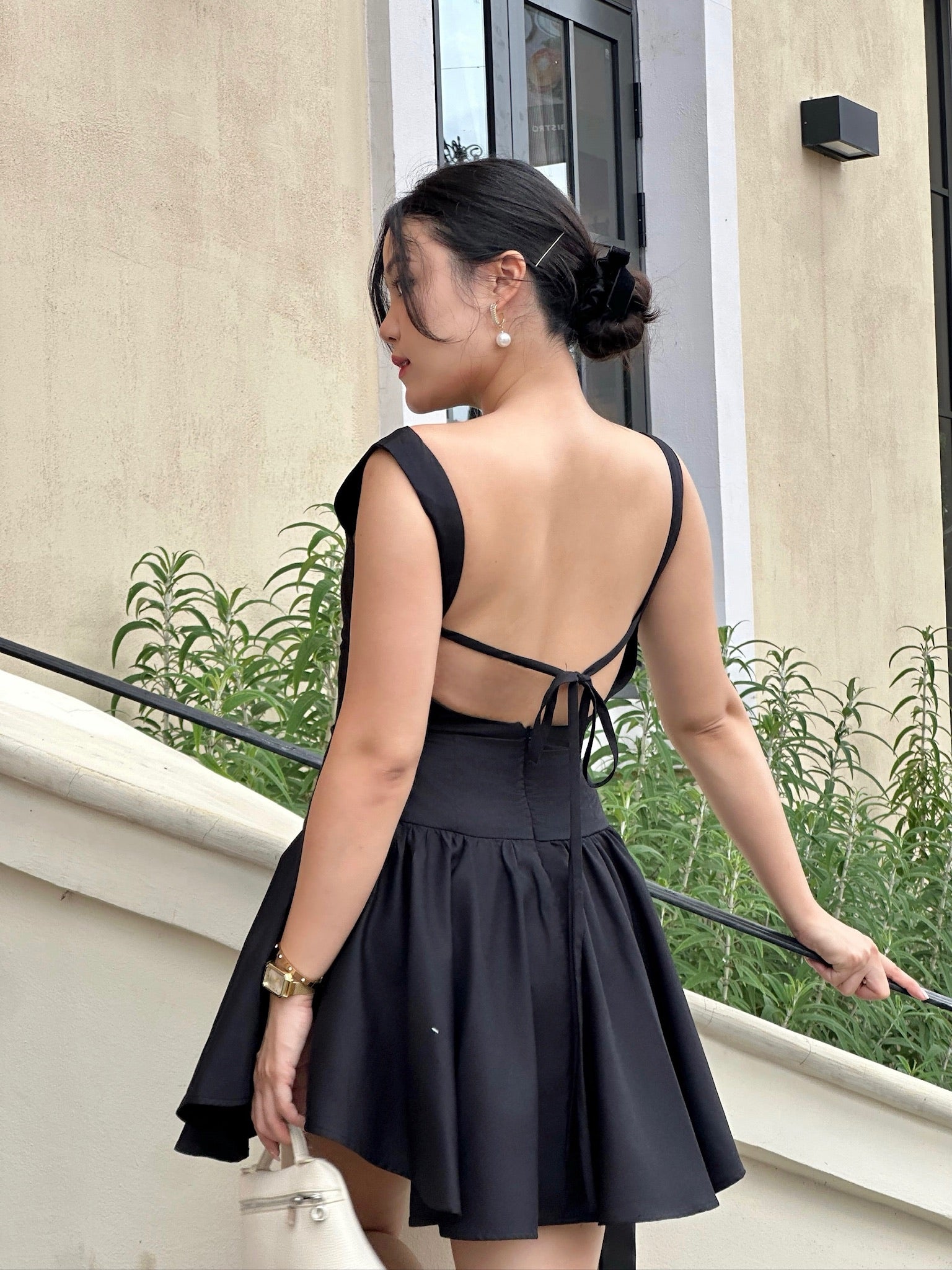 BOAT NECK MINI DRESS