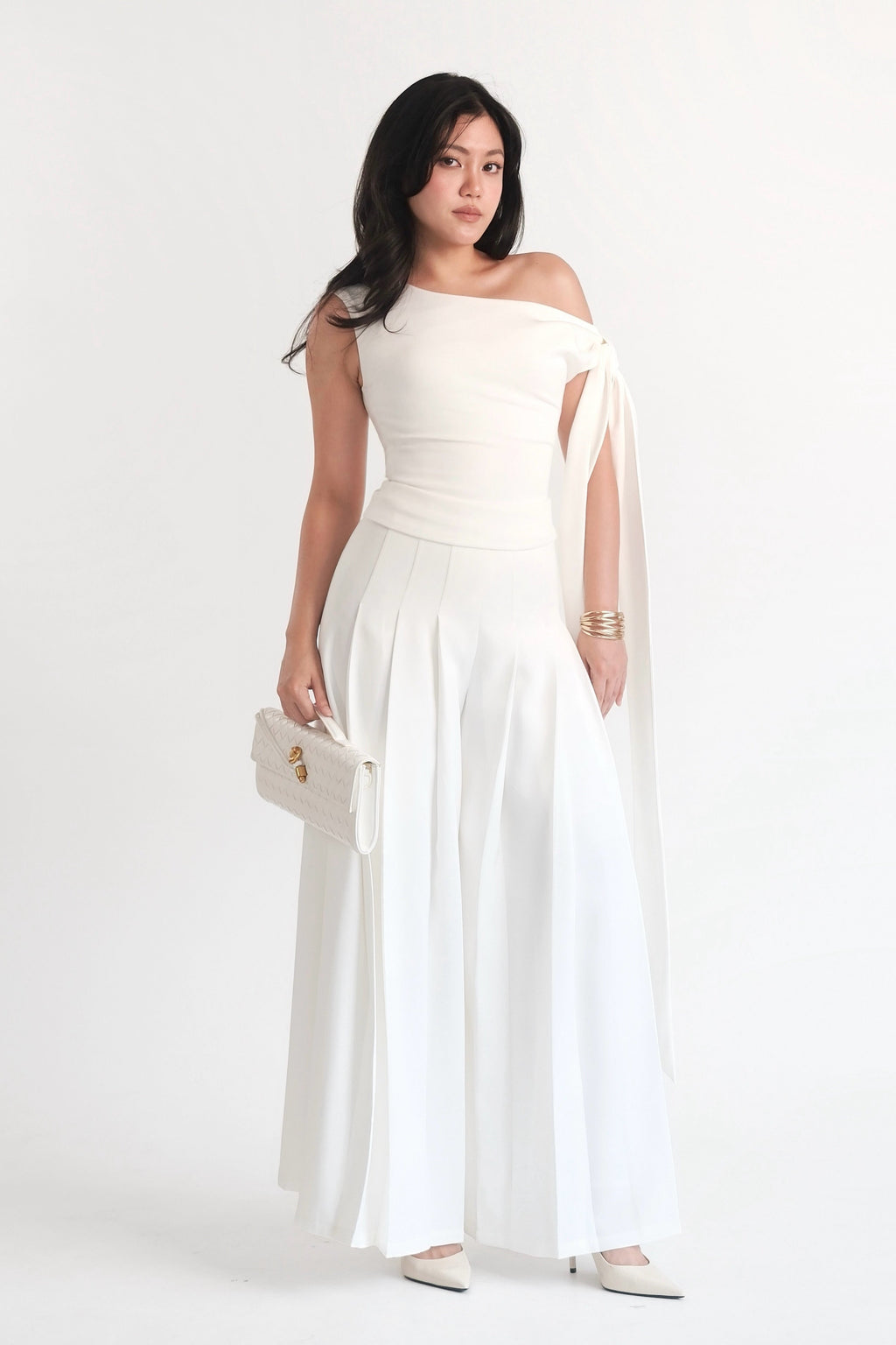 Pleated Pants White