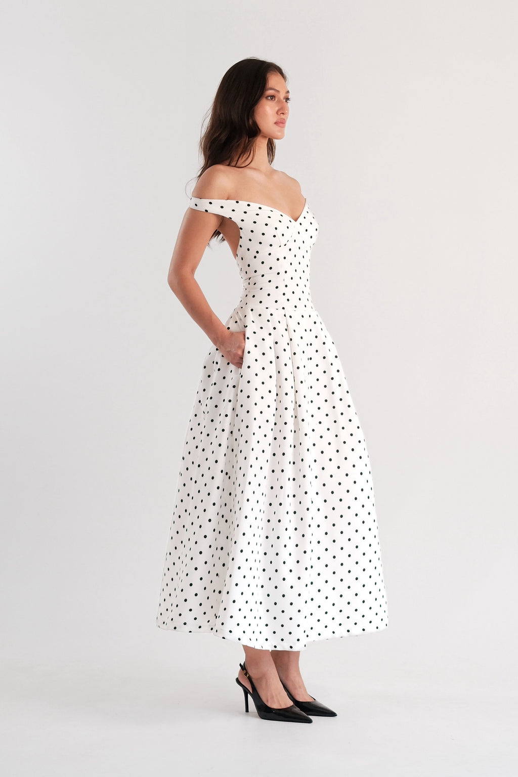 Claudia Maxi Dress Polka Dot - White