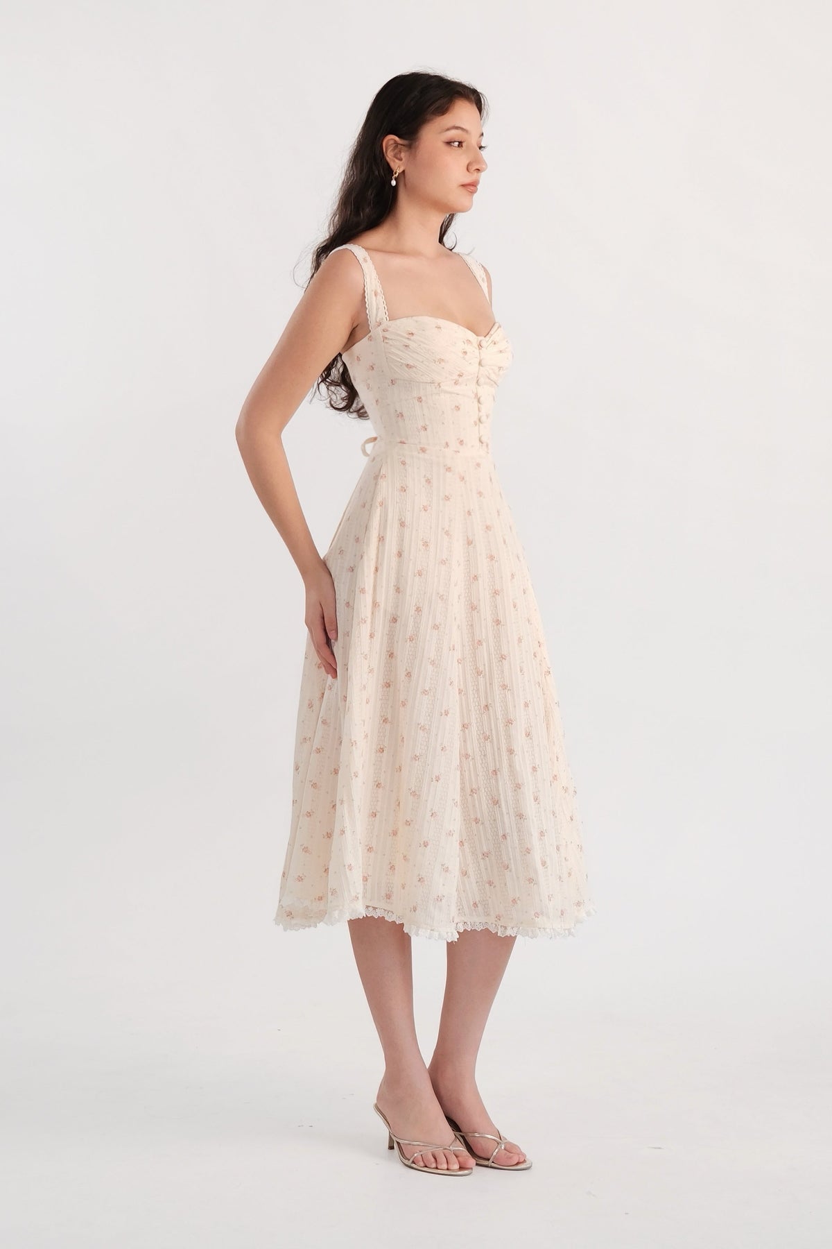 Rosalie Midi Dress Cream Floral