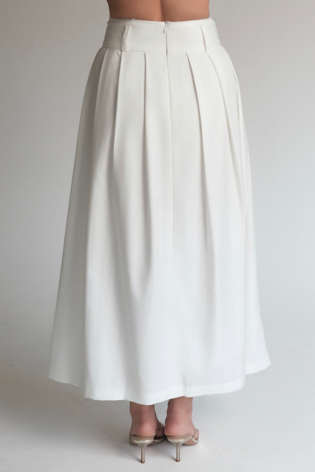 Pleated Maxi Skirt White
