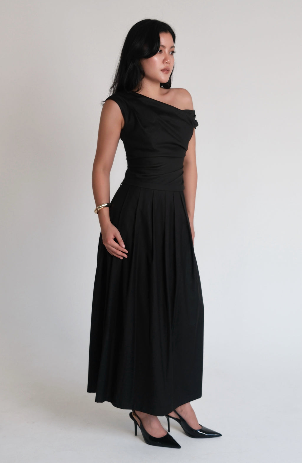Pleated Maxi Skirt Black