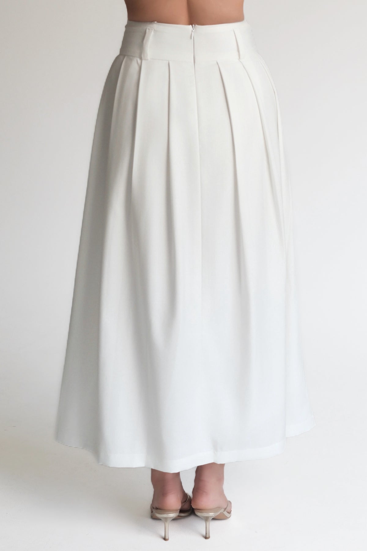 Pleated Maxi Skirt White